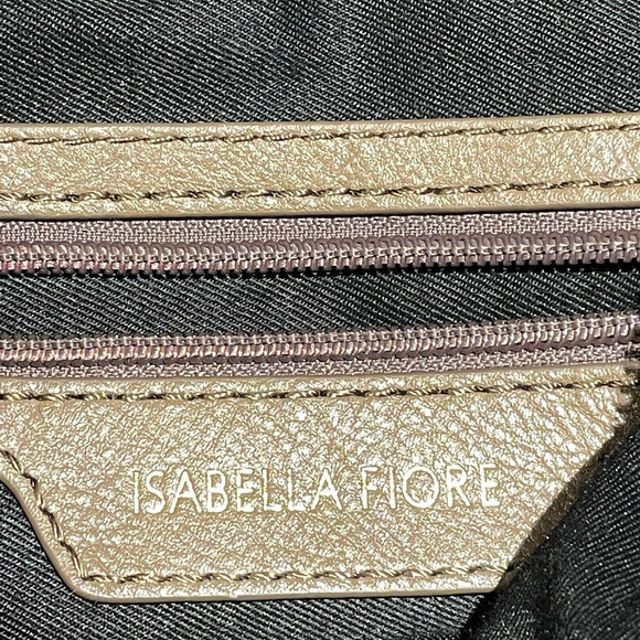 Isabella Fiore Purse Tan Leather Studded Fringe Hobo Shoulder Handbag Braided - Picture 4 of 12